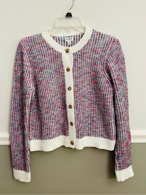 J.Crew Multicolor Ladder Stitch Marled Knit Button Front Knit Cardigan Small
